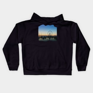 photography Sunset by the ocean city in USA photography design carousel Kids Hoodie
